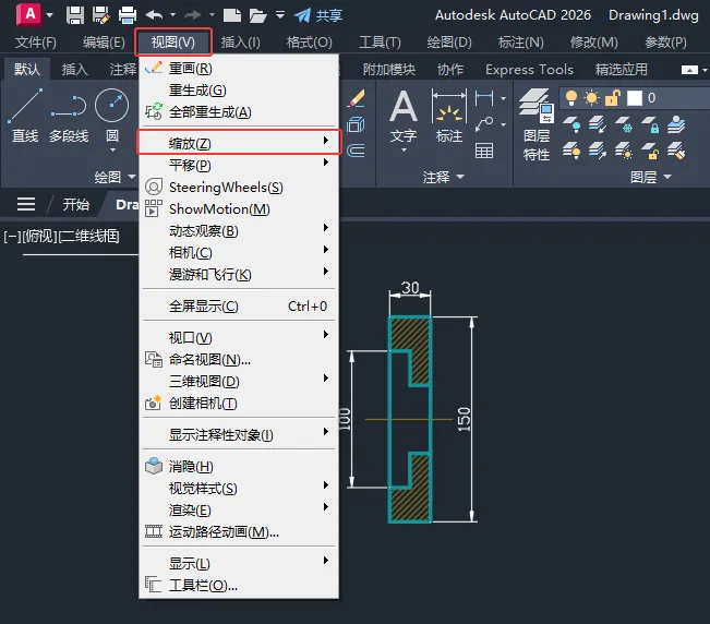 CAD2026的实时缩放怎么使用？