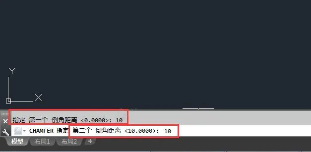 cad上怎么倒角