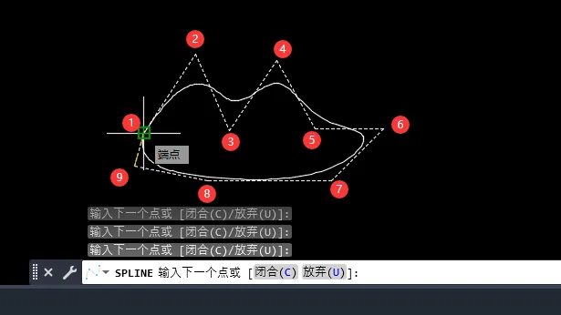 CAD2023中的样条曲线控制点如何使用