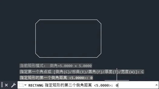 CAD怎么一画矩形就出倒角矩形