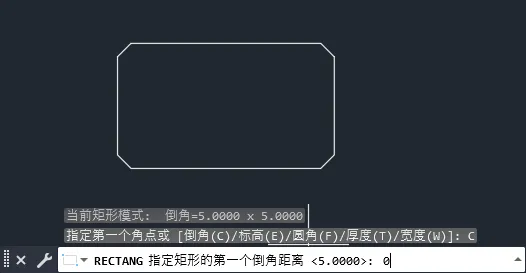CAD怎么一画矩形就出倒角矩形