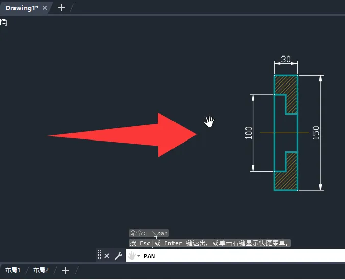 CAD2026的实时平移怎么使用？