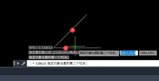 CAD2023输入C画圆后怎么切换到相切半径圆模式？