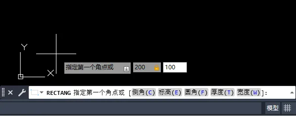 cad绘制一个100×80的矩形