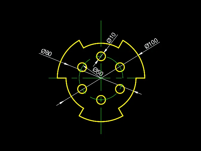 CAD使用修剪与环形阵列画图练习
