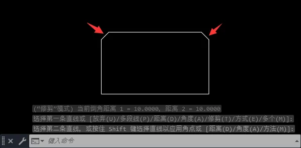 cad矩形倒角怎么画