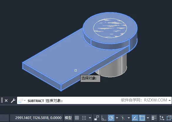 CAD2023用差集合并选定的三维实体方法