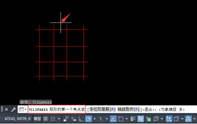 CAD天正建筑T20使用矩形模式轴线裁剪的方法