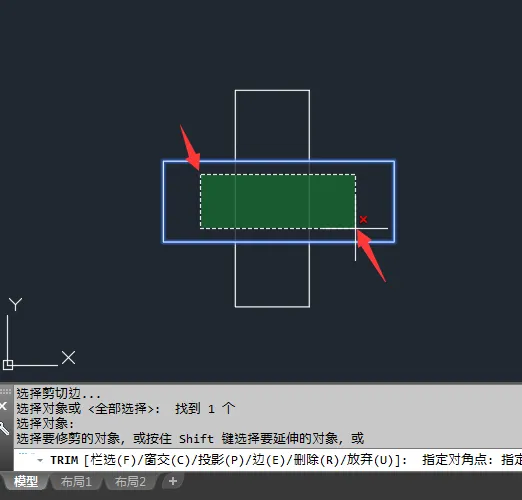 cad修剪中窗交怎么用