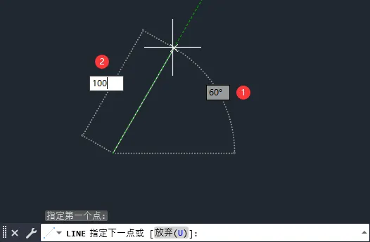 cad怎么画60度斜线