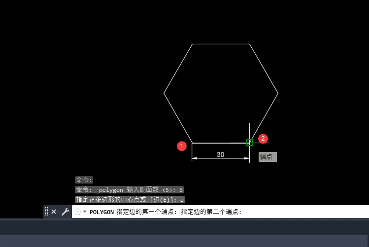 cad怎么画边长为30的正六边形