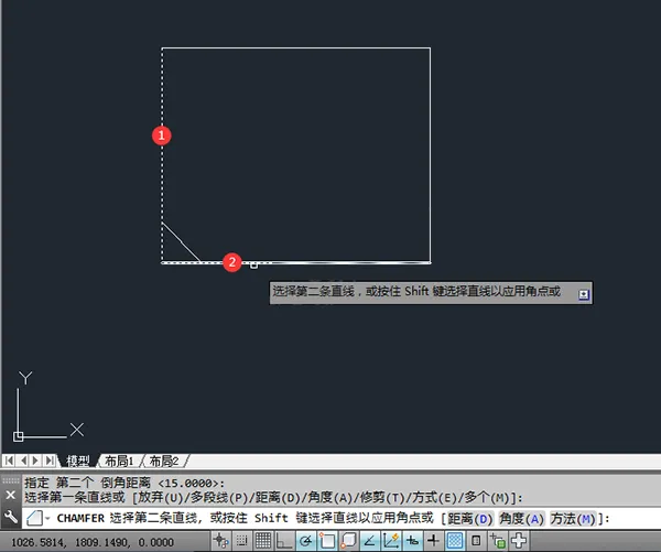 在CAD中怎么倒角