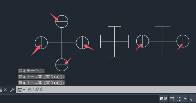 CAD2025绘制正四通图标的方法