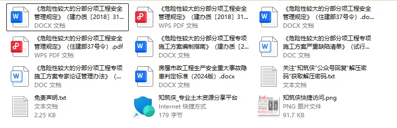 危险性较大的分部分项工程安全管理规定汇编下载 2025年10月整理