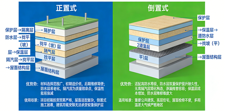正置式(传统)屋面 VS 倒置式屋面核心区别和应用场景