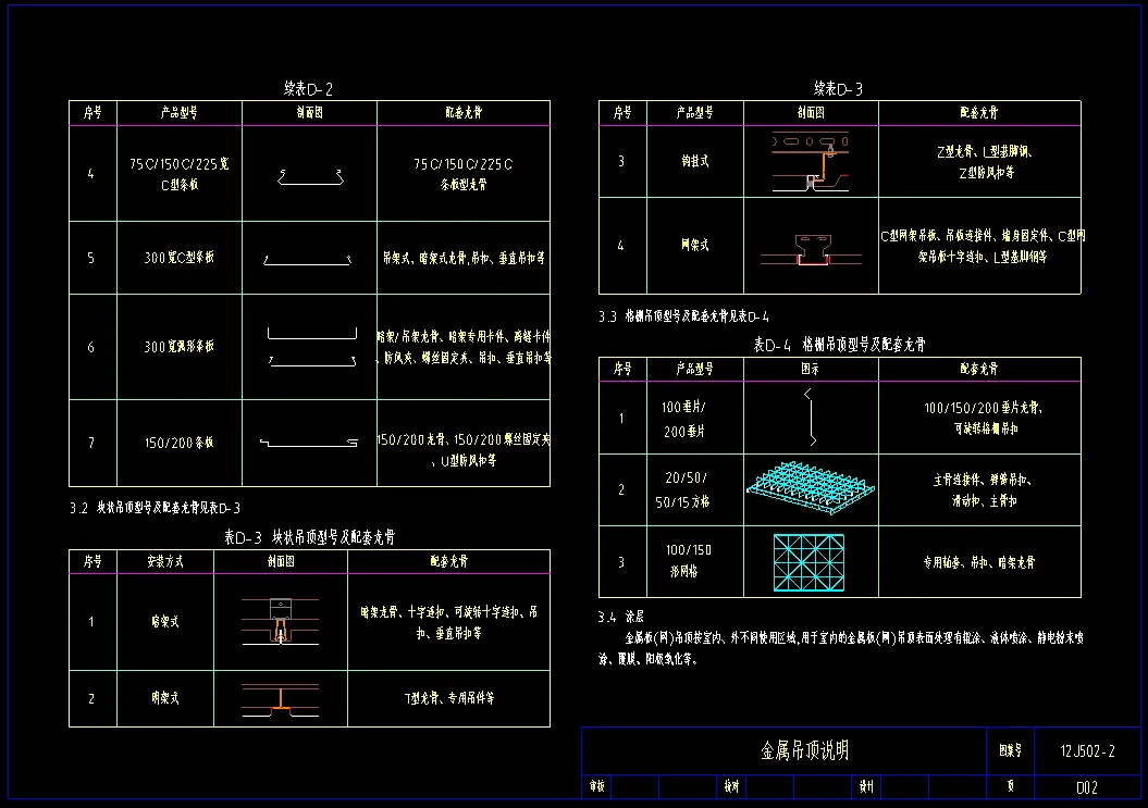12J502-2内装修-室内吊顶 金属板（网）吊顶 CAD版可编辑下载